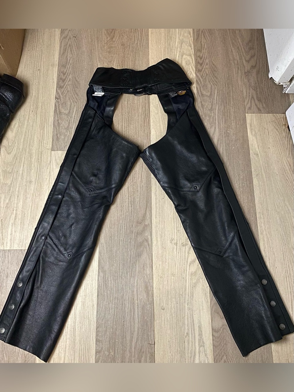 Vintage Harley-Davidson Motor Clothes Leather Chaps Mens Xs Buckle Studded Biker